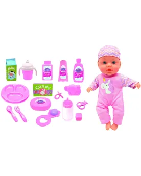 BEBE 31 CM 4 SONS + 16 ACC REPAS&CHANGE  Tout ce qu'il faut pour s'...