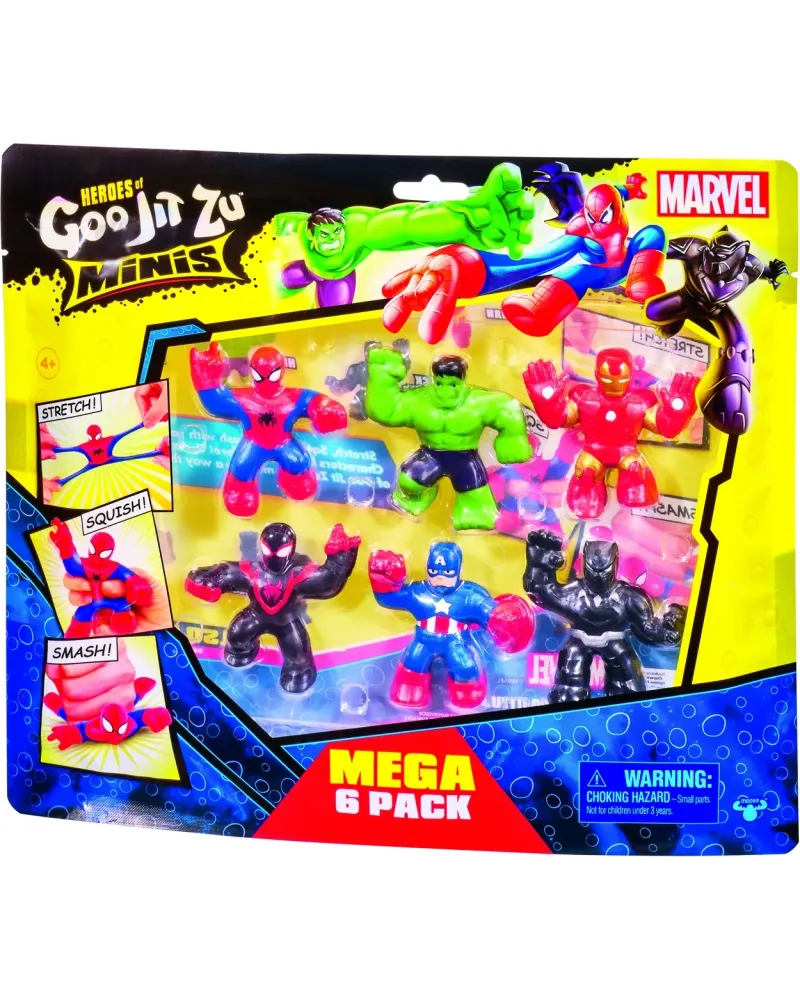 GOOJITZU MARVEL PACK DE 6  Figurines visqueuses, extensibles et glu...