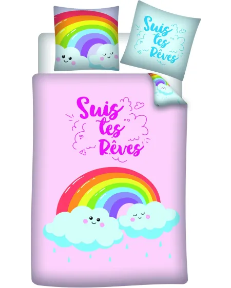 HOUSSE DE COUETTE ARC EN CIEL  Housse : 140 x 200 cm + 1 taie. 100 ...