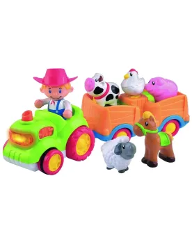 TRACTEUR L/S + REM + 4 ANIMAUX SONORES  Le fermier emmène les anima...