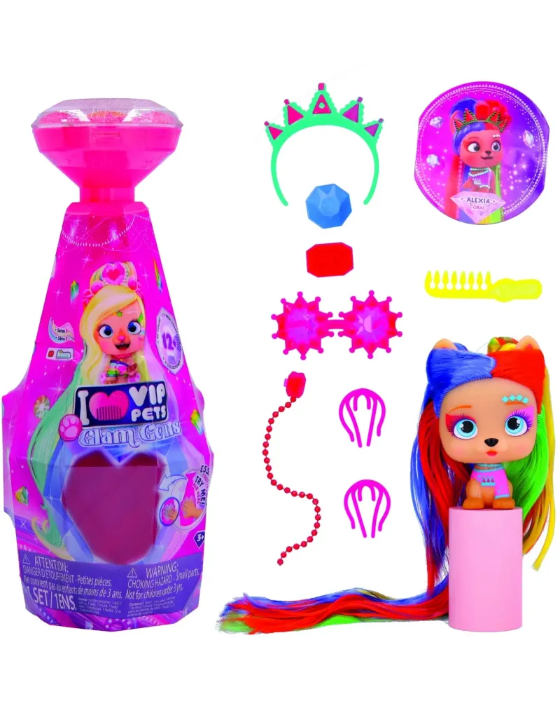VIP PETS GLAM GEMS  Capsule magique qui dévoile ta figurine avec se...