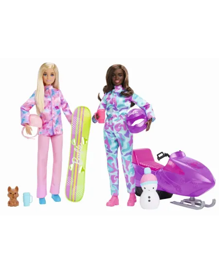 BARBIE 2 BARBIES + SURF + MOTONEIGE  2 Barbie, une motoneige, un su...