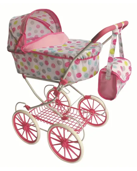 LANDAU VINTAGE+SAC 736 BLC-RONDS  78 H cm à la poignée. Sac inclus....