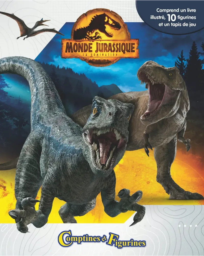 COFFRET COMPTINES ET FIGURINES JURASSIC  1 livre, des figurines et ...