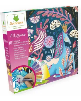 ARTISSIMO PAILLETTES DORURES ANIMAUX  10 tableaux à décorer à l'aid...