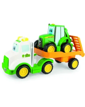 CAMION TRANSPORT TRACTEUR JOHN DEERE L/S  Le camion déclenche des s...