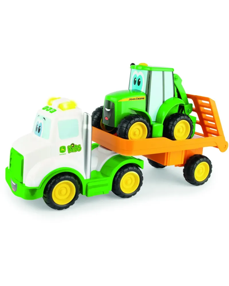 CAMION TRANSPORT TRACTEUR JOHN DEERE L/S  Le camion déclenche des s...