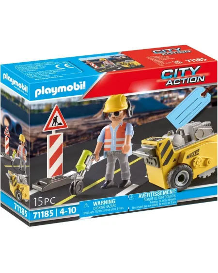 OUVRIER AVEC SCIE DE SOL  PMB20230925-SETCADEAU PMB71185 PLAYMOBIL ...