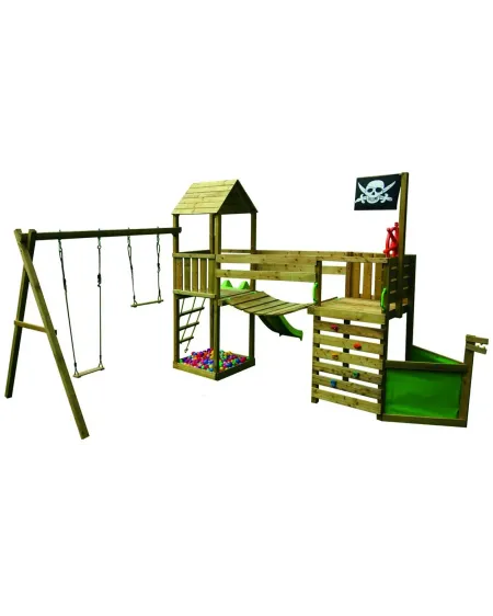 PORTIQUE VIKING  Avec 2 tours, 1 pont, 1 mur d'escalade, 1 échelle-...