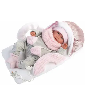 BEBE HIVER 42CM SONORE + COUVERTURE  42 cm. Elle pleure et elle rit...