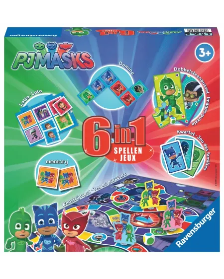 PJMASKS 6 JEUX EN 1  Mémory, domino, loto, jeu des familles, jeu de...