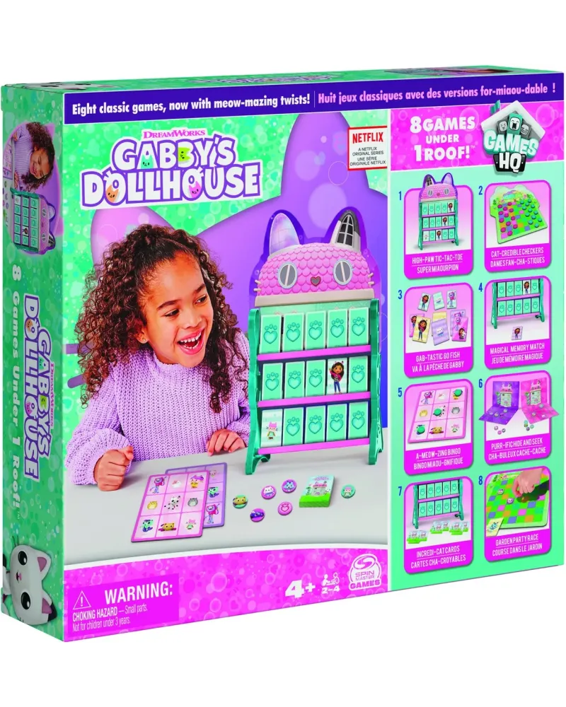 GABBY'S PACK DE 8 JEUX  8 jeux classiques (morpion, dames, pêche, m...