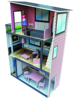 MAISON POUPEE MAN. 1M05X80X35  Pour poupées mannequin. 3 étages ave...