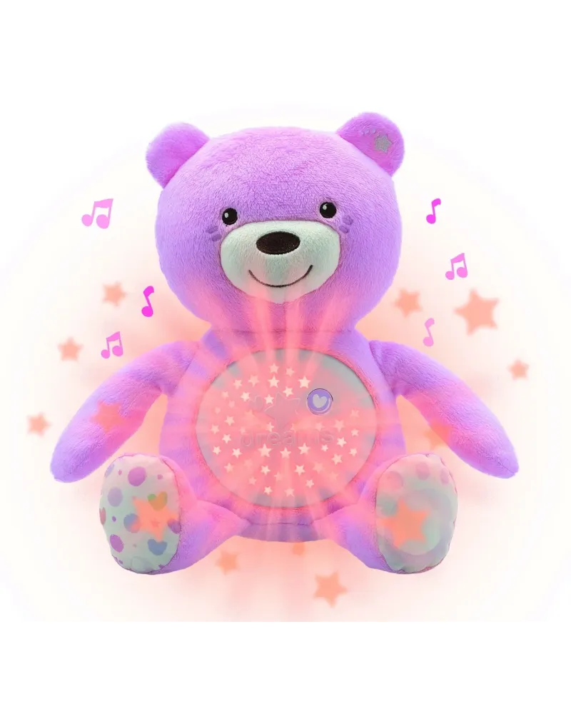 OURSON PROJECTEUR BEBE ROSE Lavable en machine. Projection lumineus...