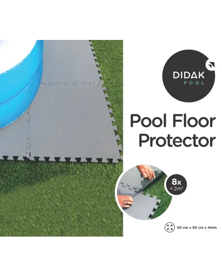 8 DALLES PISCINE 50x50x0,4CM GRISE  50 X 50 cm. Epaisseur : 0.4 cm....