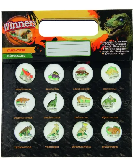 PACK 12 BILLES DINO 3D  12 maillets incrustés d'un mini-dinosaure. ...