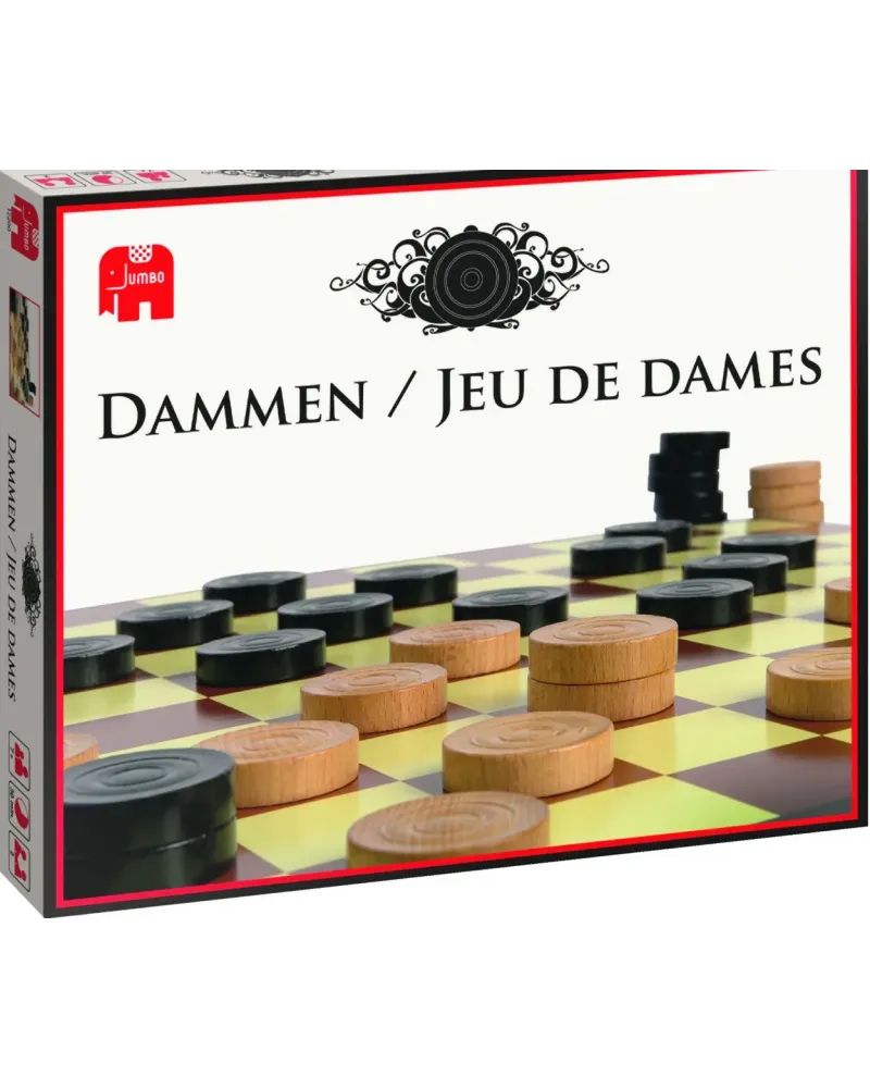 JEU DE DAMES  Pièces en bois. JUM12200 JUMBO Âge Minimum: 7A -Âge M...