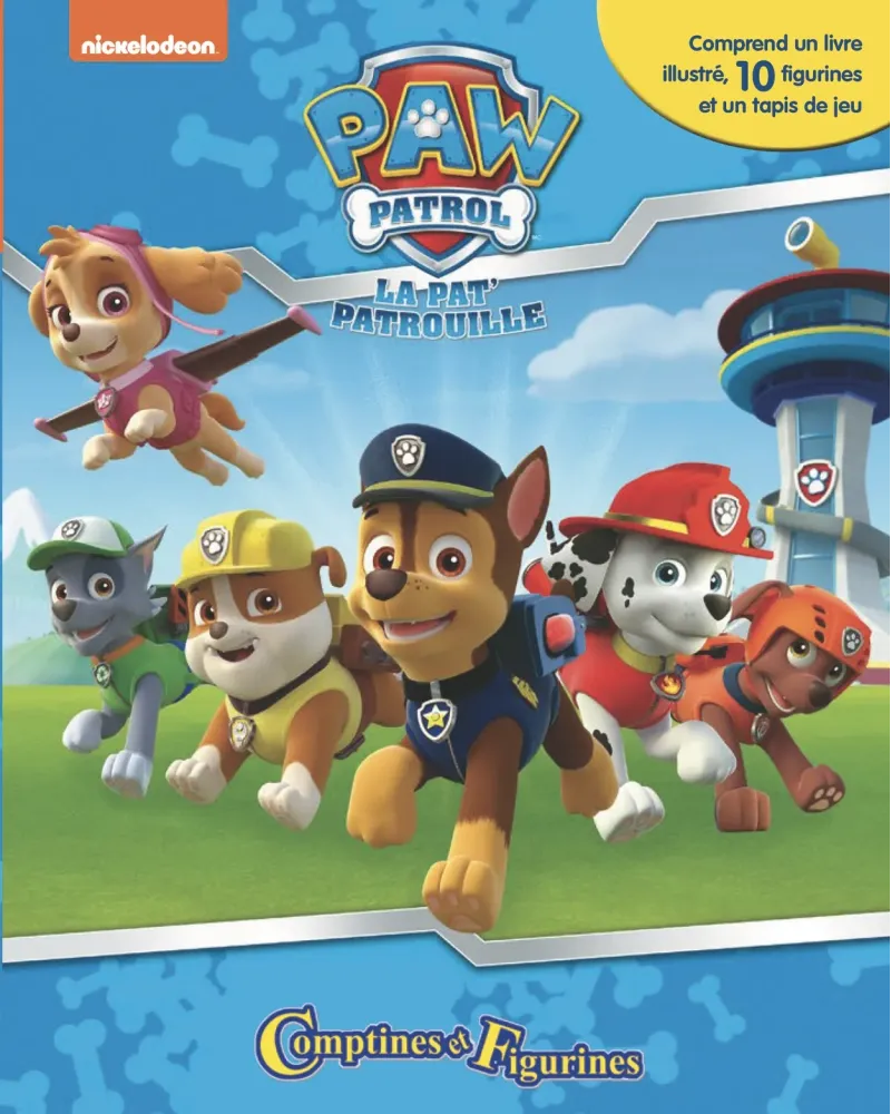 COFFRET COMPTINES & FIGURINES PAW PATROL  1 livre, des figurines et...