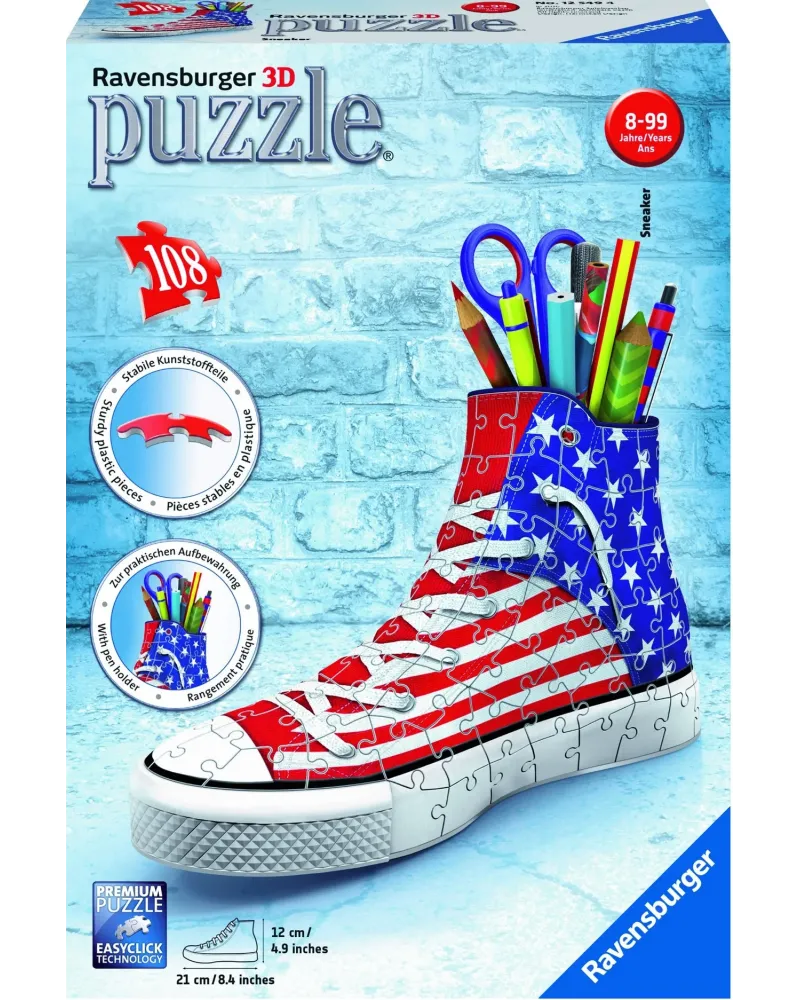 PUZZ. 3D POT A CRAYON CONVERSE USA 108PC  Pièces pliables. Plusieur...