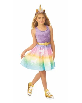 COST LICORNE + SERRE TETE TAILLE 8/10  Robe effet satiné multicolor...