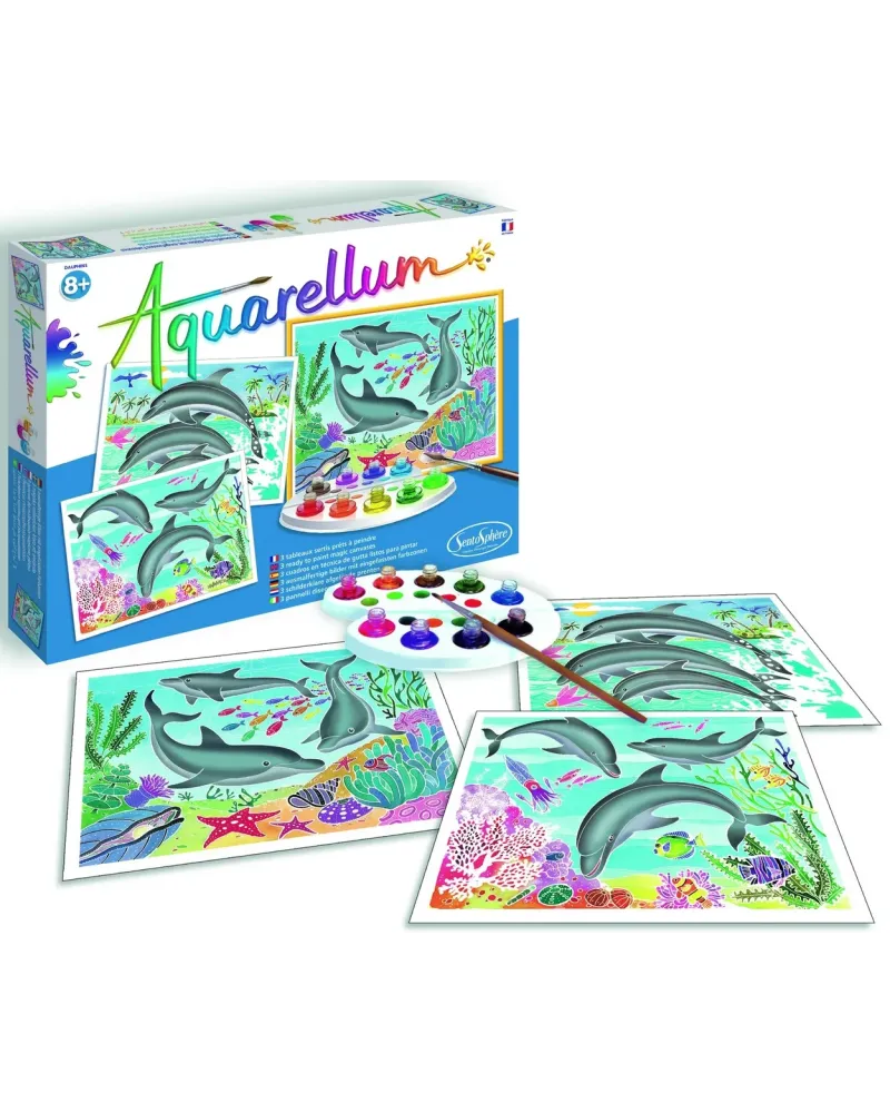 AQUARELLUM DAUPHINS  L'art est un jeu d'enfant ! Quelques gouttes d...