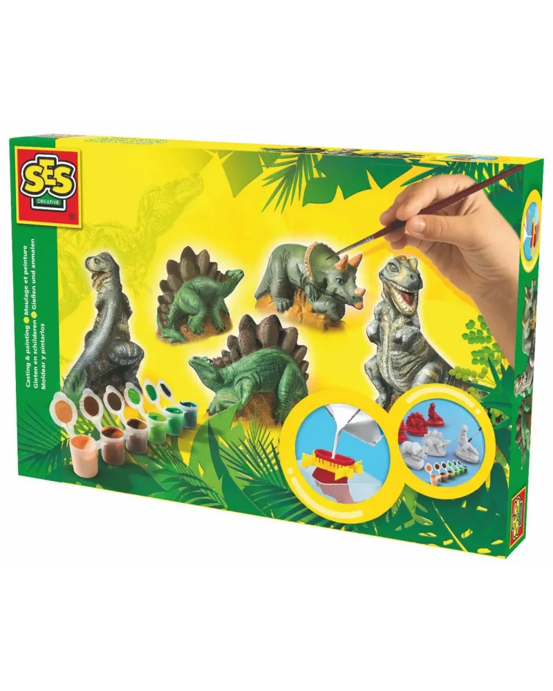 MOULAGES ET PEINTURES DINOS  Moule et peins 3 dinosaures en plâtre....