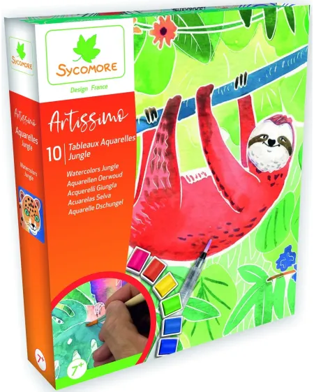 ARTISSIMO TABLEAUX AQUARELLE JUNGLE  10 tableaux aquarelles à peind...