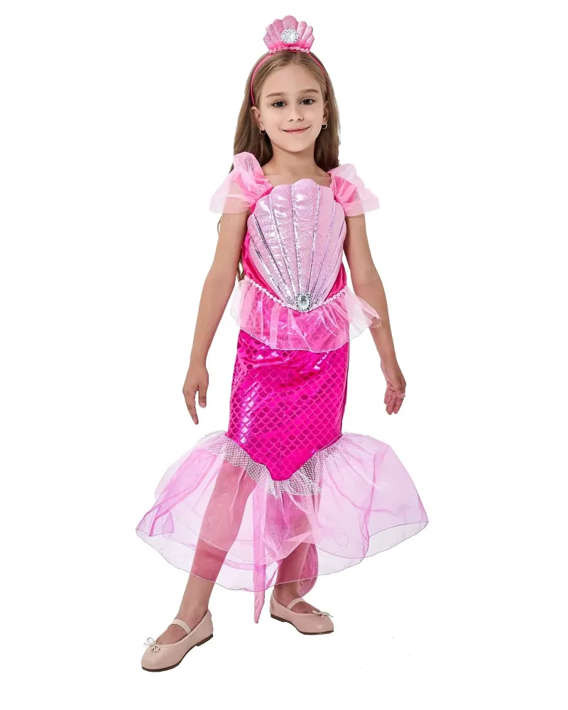 COST LUXE SIRENE ROSE + TIARE 10/12 ANS  Taille :10-12 ans. Avec ti...