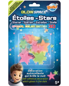 ETOILES 3D PHOSPHORESCENTES COULEUR
