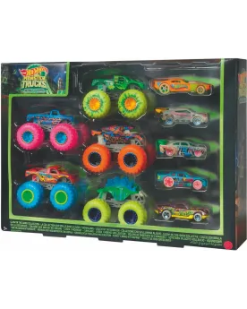 PACK 5 MONSTER TRUCK + 5 HW GLOW IN DARK  10 véhicules (Monster Tru...