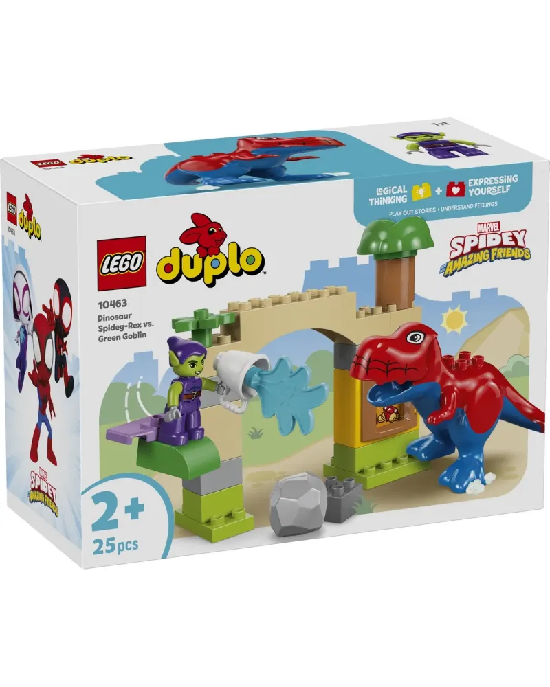 DINOSAURE SPIDEY-REX CONTRE BOUFFON VERT