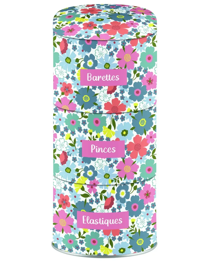 BOITE METAL 3 NIVEAUX FLEURIE LILI ROSE  3 niveaux. Plusieurs modèl...
