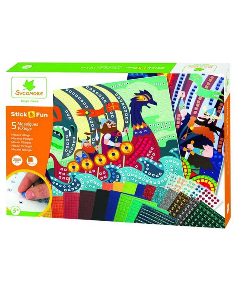 STICK'N FUN XL MOSAIQUES VIKINGS  2000 mosaïques pour décorer 5 tab...
