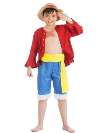 COST. ONE PIECE LUFFY 7/8 ANS  Veste, bermuda, ceinture et chapeau....