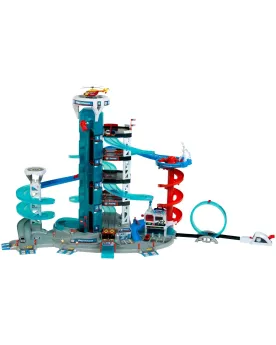 MEGA GARAGE UNIVERS  5 niveaux avec piste, looping et lanceur. Incl...