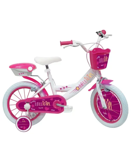 VELO 16" LOLLY GIRL 2 FREINS 1 PANIER  Roues gonflables, 2 freins, ...