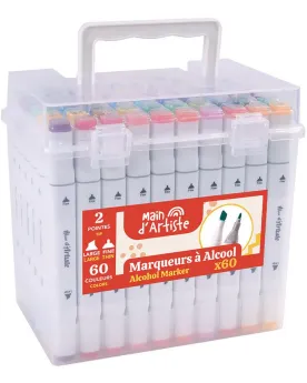 60 MARQUEURS DOUBLE POINTES MAINS D'ARTI