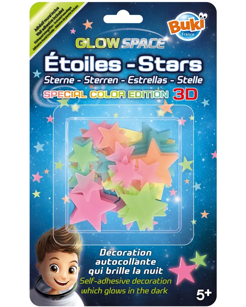 ETOILES 3D PHOSPHORESCENTES COULEUR