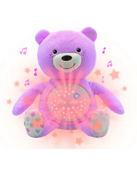OURSON PROJECTEUR BEBE ROSE Lavable en machine. Projection lumineus...