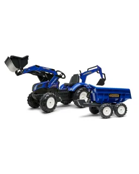 TRACTOPELLE + GRUE NEW HOLLAND + REMORQU  Pelle frontale et excavat...