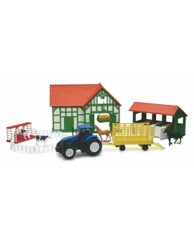 FERME + ANIMAUX + TRACTEUR 1/32  1 écurie, 1 tracteur 1/32 avec 1 r...