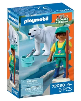 OURS POLAIRE ET GARDIEN DE ZOO