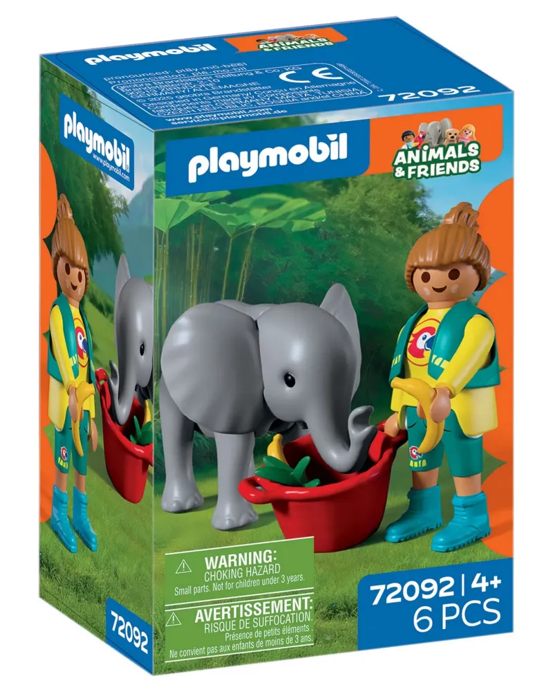 ELEPHANTEAU ET GARDIEN DE ZOO