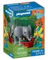 ELEPHANTEAU ET GARDIEN DE ZOO