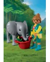 ELEPHANTEAU ET GARDIEN DE ZOO