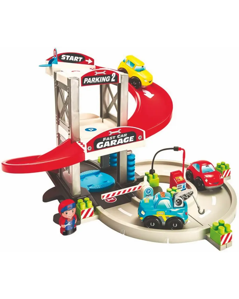 ABRICK LE GARAGE 2 ETAGES + 3 VOITURES  1 personnage, 1 lanceur, 1 ...