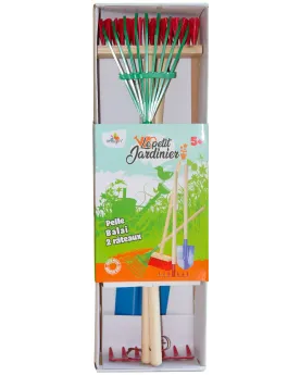 SET 4 GRANDS OUTILS JARDIN BOIS/ACIER  1 pelle, 1 râteau, 1 binette...