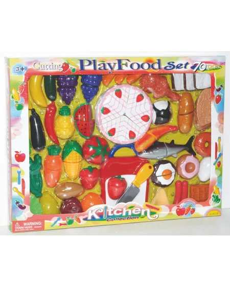 BTE 70 PCES ALIMENTS A DECOUPER  Fixation par scratch. KAS8119  Âge...