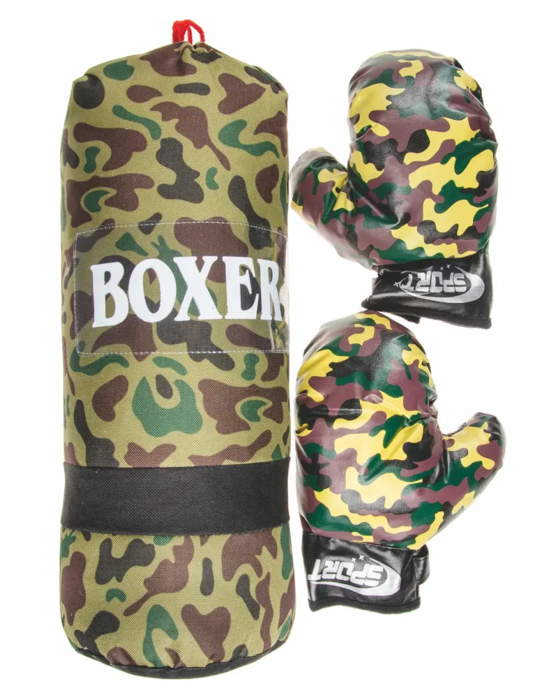 SAC BOXE 43CM + 2 GANTS DECO MILITAIRE   LEY05115  Âge Minimum: 3A ...