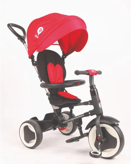 TRICYCLE RITO ROUGE/NOIR  Evolutif. Avec canne réglable amovible, r...
